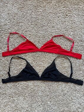 Parade Re:Play Triangle Bralette Bundle of 2 Red and Black Size Medium